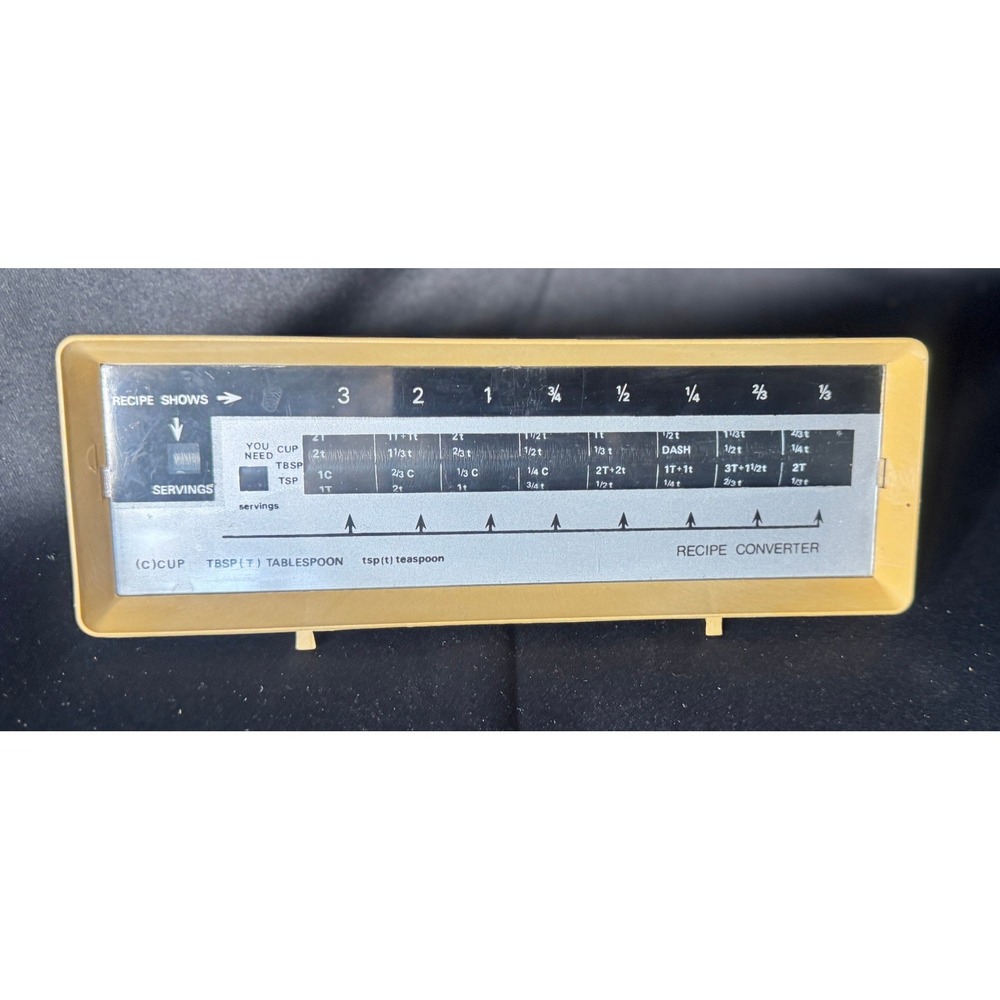 Vintage Harvest Gold Recipe Converter Manual Kitchen Slide Rule Scale Tool